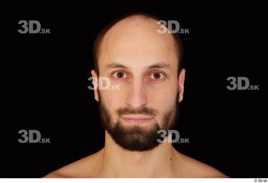 Head Man White Hairy Slim Bearded Studio photo references