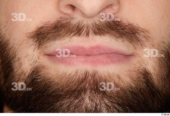 Mouth Man White Hairy Slim Bearded Studio photo references