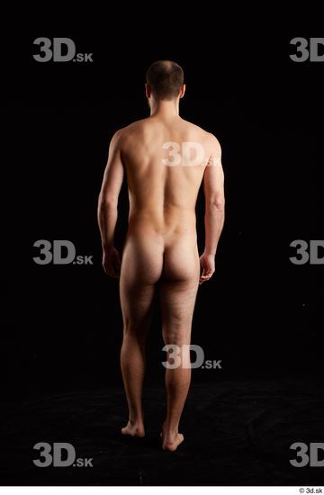 Whole Body Back Man White Nude Slim Walking Bearded Studio photo references