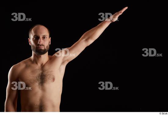 Arm Man White Nude Slim Bearded Studio photo references
