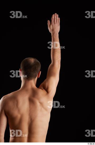 Arm Back Man White Nude Slim Bearded Studio photo references