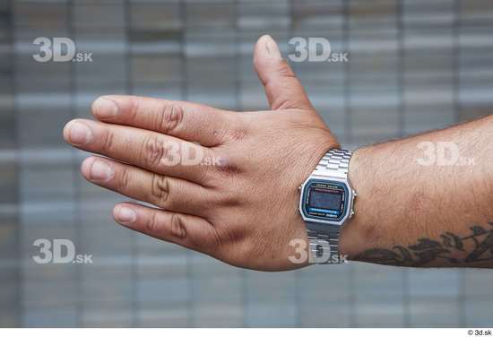 Hand Man White Casual Chubby Bearded Watch Street photo references