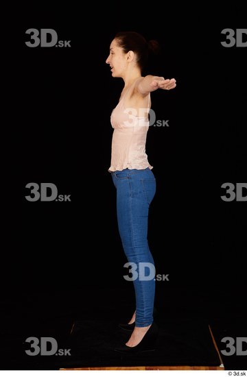 Whole Body Woman T poses White Casual Jeans Average Standing Top Studio photo references