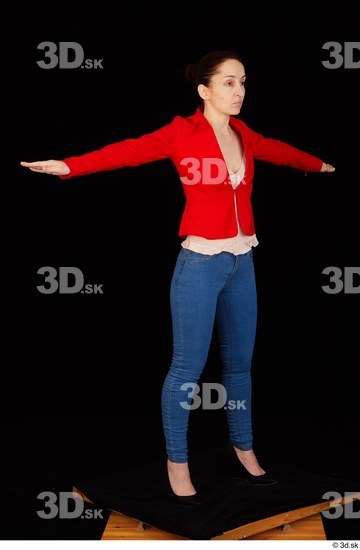 Whole Body Woman T poses White Casual Jeans Jacket Average Standing Top Studio photo references