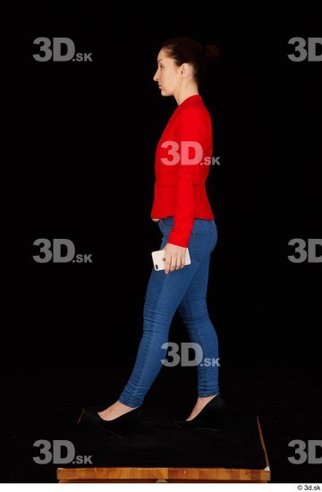 Whole Body Woman White Casual Jeans Jacket Average Walking Top Studio photo references