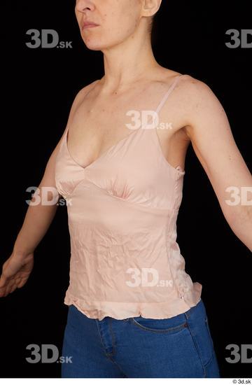 Upper Body Woman White Casual Average Top Studio photo references