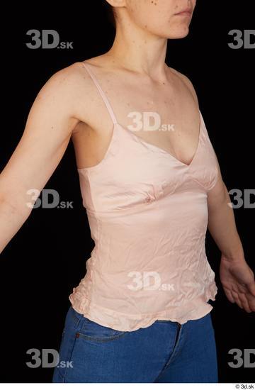 Upper Body Woman White Casual Average Top Studio photo references