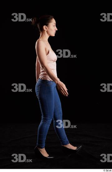 Whole Body Woman White Jeans Average Walking Top Studio photo references