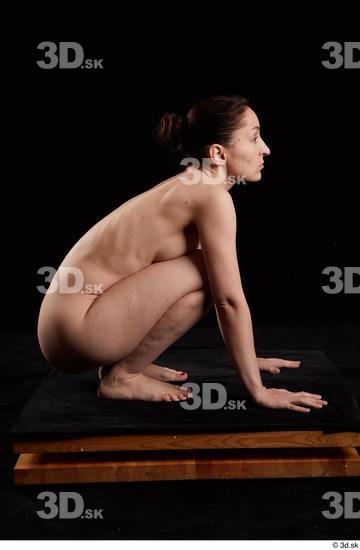 Whole Body Woman White Nude Average Kneeling Studio photo references