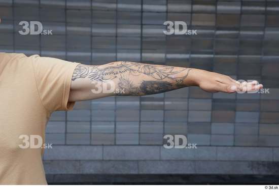 Arm Man White Tattoo Casual Chubby Street photo references