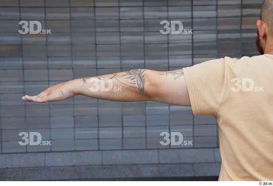 Arm Man White Tattoo Casual Chubby Street photo references