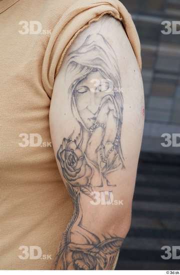 Arm Man White Tattoo Casual Chubby Street photo references