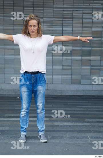 Whole Body Woman T poses White Casual Slim Standing Street photo references