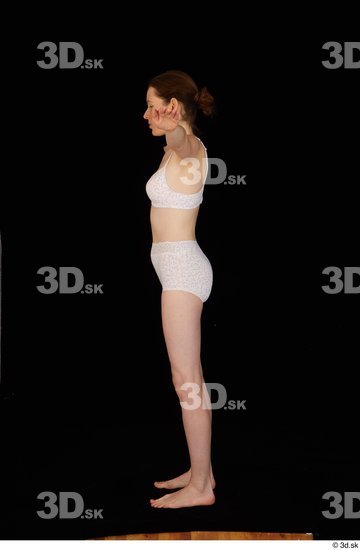 Whole Body Woman White Underwear Bra Slim Standing Panties Studio photo references