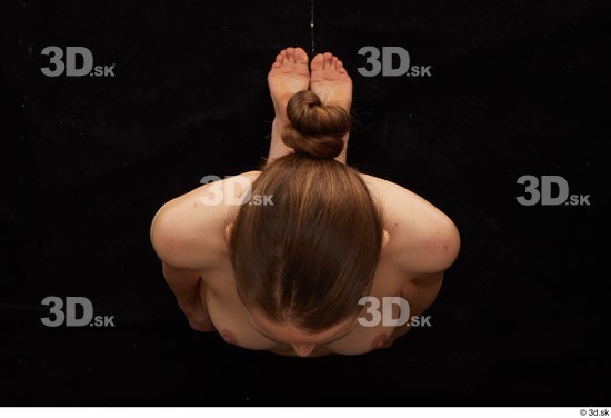 Whole Body Woman White Nude Slim Kneeling Top Studio photo references