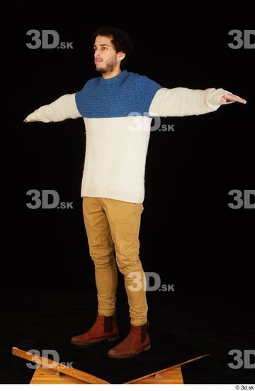 Whole Body Man Shoes Sweater Trousers Slim Standing Studio photo references