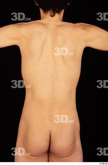 Upper Body Back Man Nude Slim Studio photo references