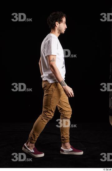Whole Body Man White Shirt Trousers Slim Walking Studio photo references