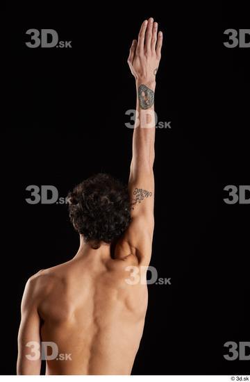 Arm Back Man White Nude Slim Studio photo references