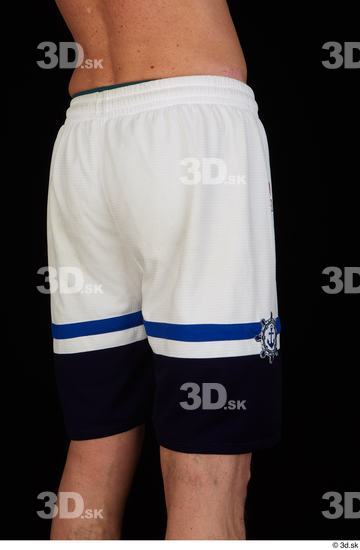 Thigh Man White Sports Shorts Average Studio photo references