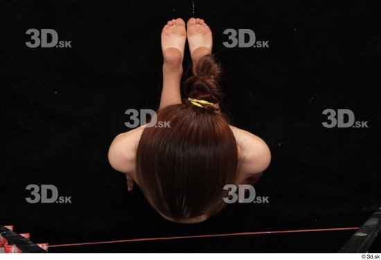 Whole Body Woman Slim Kneeling Top Studio photo references