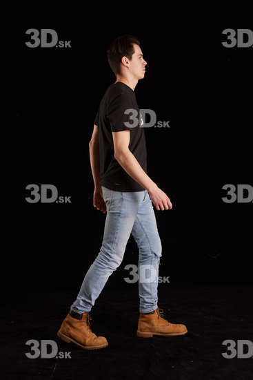 Whole Body Man White Slim Walking Studio photo references