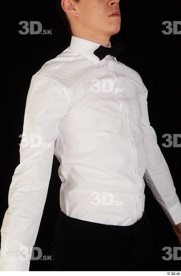 Upper Body Man White Uniform Shirt Slim Studio photo references