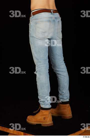Man White Jeans Belt Slim Studio photo references