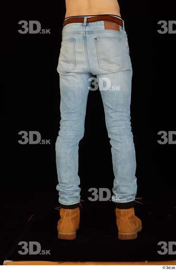 Man White Jeans Belt Slim Studio photo references