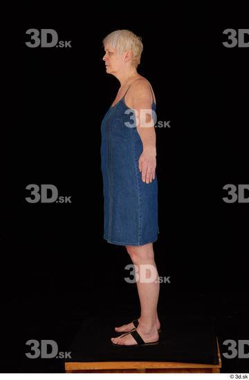 Whole Body Woman White Shoes Jeans Dress Chubby Standing Studio photo references