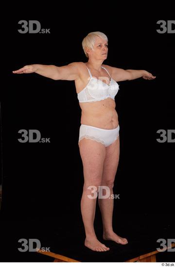 Whole Body Woman White Underwear Bra Chubby Standing Panties Studio photo references