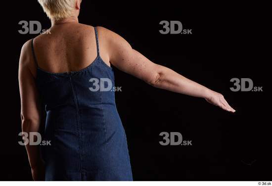 Arm Back Woman White Jeans Dress Chubby Studio photo references