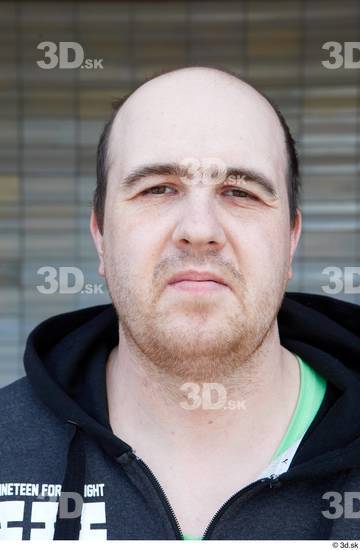 Face Head Man White Casual Chubby Bald Street photo references