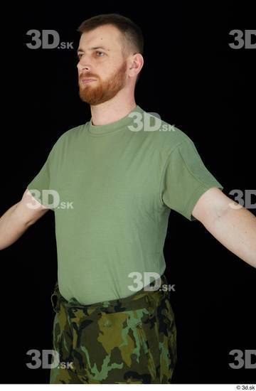 Upper Body Man White Army Shirt Average Studio photo references