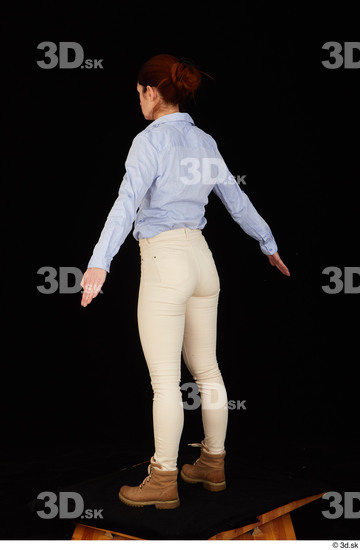 Whole Body Woman White Casual Shirt Jeans Slim Pregnant Standing Studio photo references