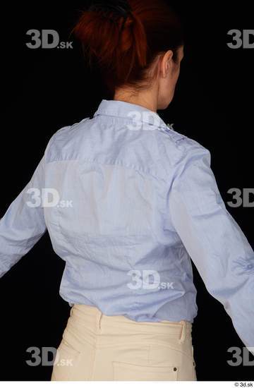 Upper Body Woman White Casual Shirt Slim Pregnant Studio photo references