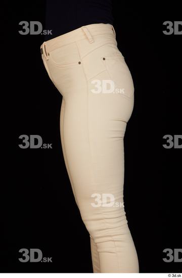 Thigh Hips Woman White Casual Jeans Slim Pregnant Studio photo references