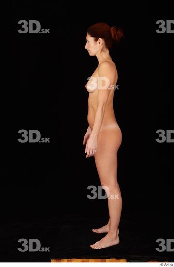 Whole Body Woman White Nude Slim Pregnant Standing Studio photo references