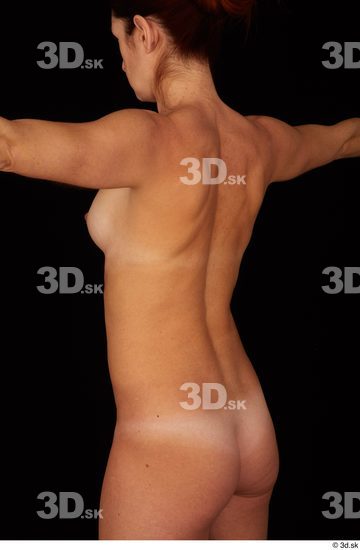 Upper Body Back Woman White Nude Slim Pregnant Studio photo references