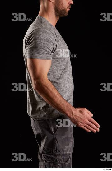 Arm Man White Shirt Muscular Studio photo references