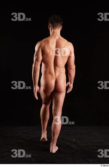 Whole Body Back Man White Nude Muscular Walking Studio photo references