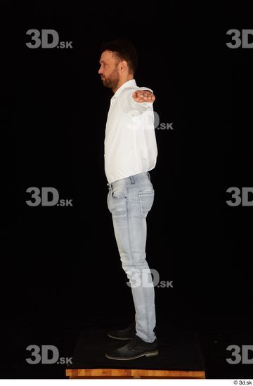 Whole Body Man T poses White Shoes Shirt Jeans Muscular Standing Studio photo references