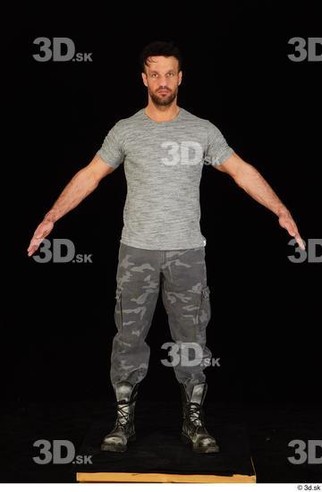 Whole Body Man White Casual Shirt Trousers Muscular Standing Studio photo references