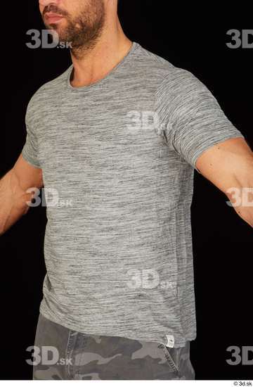 Upper Body Man White Casual Shirt Muscular Studio photo references