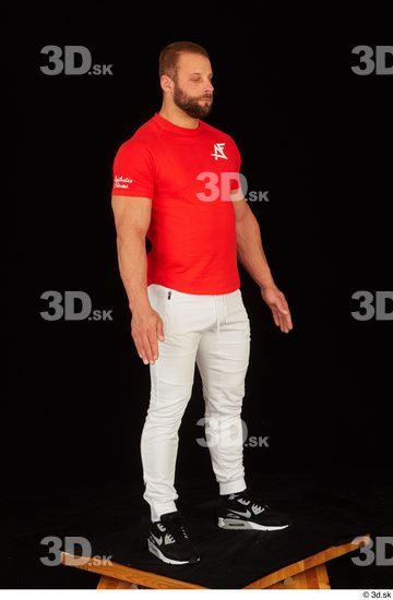 Whole Body Man White Shirt Pants Muscular Standing Studio photo references