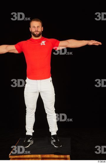 Whole Body Man White Shirt Pants Muscular Standing Studio photo references