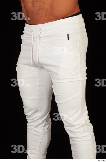 Thigh Man White Pants Muscular Studio photo references