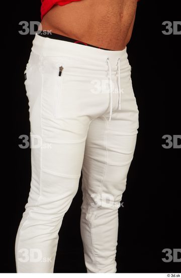 Thigh Man White Pants Muscular Studio photo references