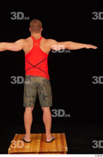 Whole Body Man T poses White Shorts Muscular Standing Top Studio photo references