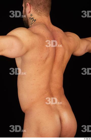 Upper Body Back Man White Nude Muscular Studio photo references